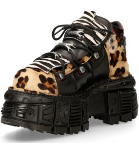 Chaussures New Rock Tank Léopard et Noires