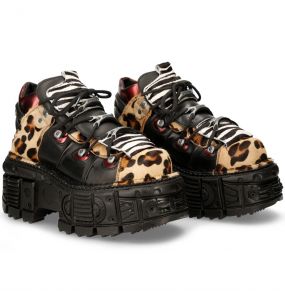 Chaussures New Rock Tank Léopard et Noires