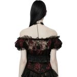 Crop Top 'Sexy Flocking Mesh' Noir et Rouge