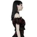 Crop Top 'Sexy Flocking Mesh' Noir et Rouge