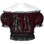 Crop Top 'Sexy Flocking Mesh' Noir et Rouge