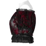 Crop Top 'Sexy Flocking Mesh' Noir et Rouge