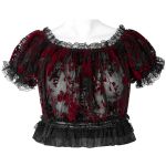 Crop Top 'Sexy Flocking Mesh' Noir et Rouge