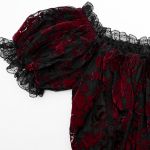 Crop Top 'Sexy Flocking Mesh' Noir et Rouge