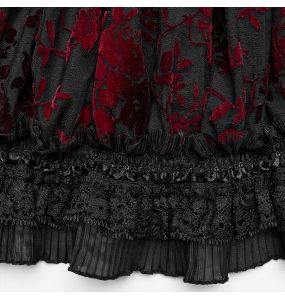 Crop Top 'Sexy Flocking Mesh' Noir et Rouge