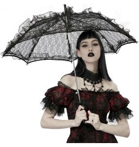 Ombrelle Gothique Romantique 'Black Fairy' Noire