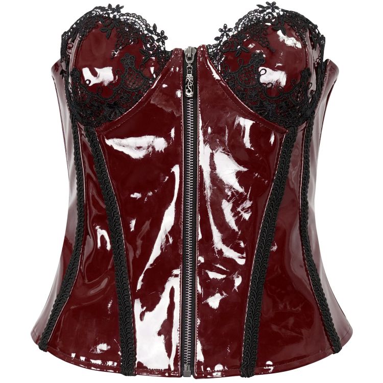 Burgundy Faux Leather 'Alicia' Corset by Devil Fashion • the dark store™