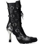 Bottes New Rock Malicia en Cuir Pulik Acier et Itali Noir