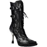 Bottes New Rock Malicia en Cuir Pulik Acier et Itali Noir