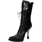 Bottes New Rock Malicia en Cuir Pulik Acier et Itali Noir