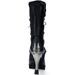 Bottes New Rock Malicia en Cuir Pulik Acier et Itali Noir