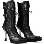 Bottes New Rock Malicia en Cuir Pulik Acier et Itali Noir
