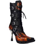 Bottes New Rock Malicia en Cuir Pulik Feu et Itali Noir