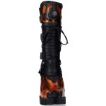 Bottes New Rock Malicia en Cuir Pulik Feu et Itali Noir