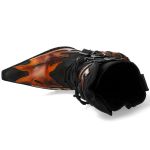 Bottes New Rock Malicia en Cuir Pulik Feu et Itali Noir