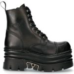 Black New Rock Metallic Platform Ankle Boots