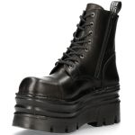Black New Rock Metallic Platform Ankle Boots
