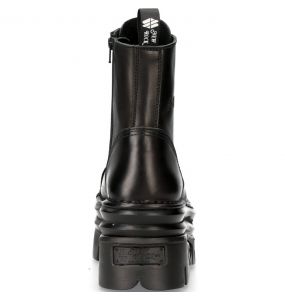 Black New Rock Metallic Platform Ankle Boots