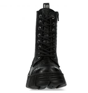Black Python New Rock Metallic Ankle Boots