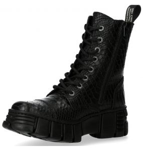 Black Python New Rock Metallic Ankle Boots