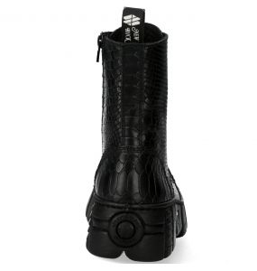 Black Python New Rock Metallic Ankle Boots