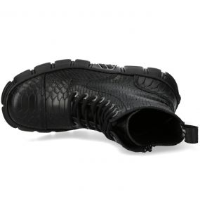 Black Python New Rock Metallic Ankle Boots