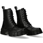 Black Python New Rock Metallic Ankle Boots