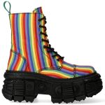 Vegan Rainbow New Rock Wall Platform Ankle Boots