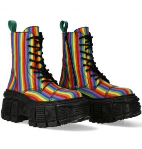 Vegan Rainbow New Rock Wall Platform Ankle Boots