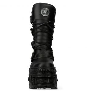 Black Vegan New Rock Wall Platform Boots