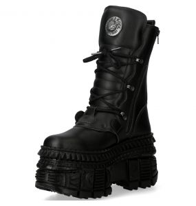 Black Vegan New Rock Wall Platform Boots