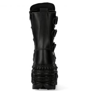 Black Vegan New Rock Wall Platform Boots