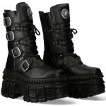 Black Vegan New Rock Wall Platform Boots