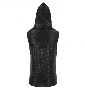 Black 'Ammius' Sleeveless and Hooded T-Shirt