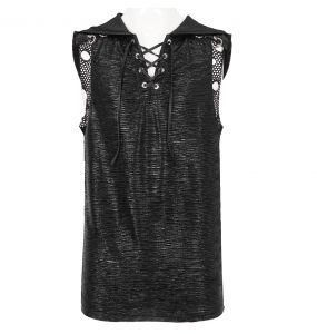Black 'Ammius' Sleeveless and Hooded T-Shirt