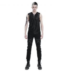 Black 'Ammius' Sleeveless and Hooded T-Shirt