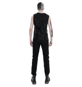 Black 'Ammius' Sleeveless and Hooded T-Shirt