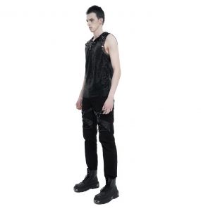 Black 'Ammius' Sleeveless and Hooded T-Shirt
