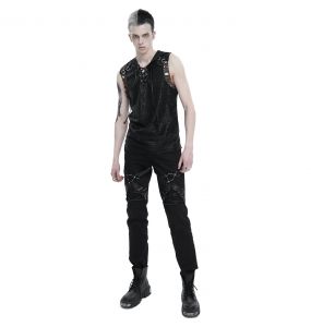 Black 'Ammius' Sleeveless and Hooded T-Shirt