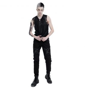Black 'Ammius' Sleeveless and Hooded T-Shirt