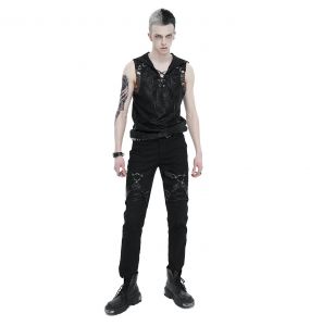 Black 'Ammius' Sleeveless and Hooded T-Shirt