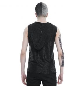 Black 'Ammius' Sleeveless and Hooded T-Shirt