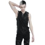 Black 'Ammius' Sleeveless and Hooded T-Shirt
