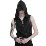 Black 'Ammius' Sleeveless and Hooded T-Shirt