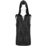 Black 'Ammius' Sleeveless and Hooded T-Shirt