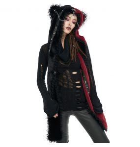 Black and Red 'Kitty' Hooded Scarf