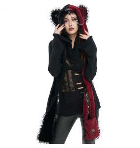 Black and Red 'Kitty' Hooded Scarf