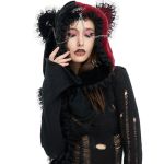 Black and Red 'Kitty' Hooded Scarf
