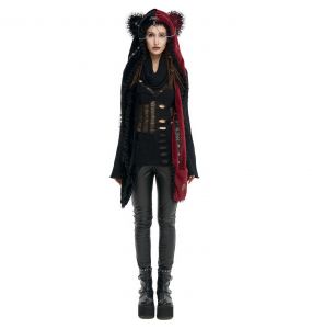 Black and Red 'Kitty' Hooded Scarf