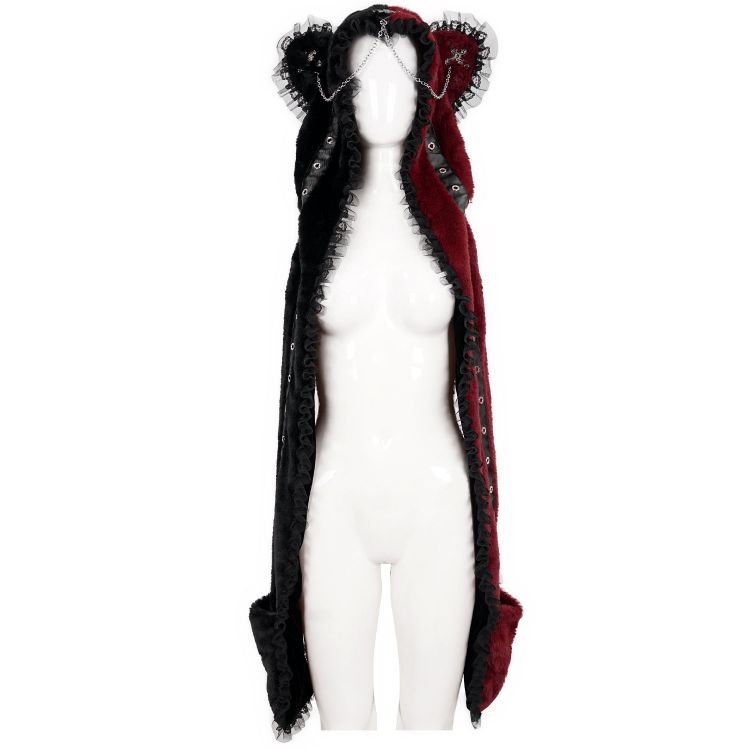 Black and Red 'Kitty' Hooded Scarf